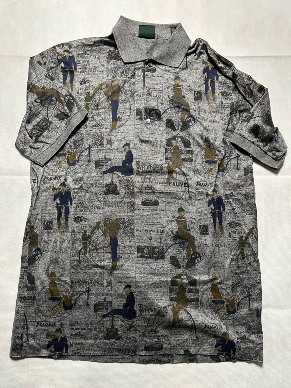 Bobby Jones grey vintage pattern short sleeve polo size medium